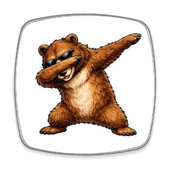 Dabbing Braunbär - Viereckiger Kühlschrankmagnet - Weiß - Vorne