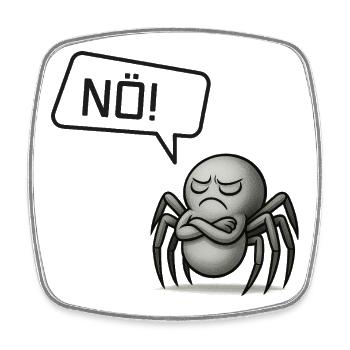 Nö! Spinne – Kleiner Sturkopf im Spinnennetz - Viereckiger Kühlschrankmagnet - Weiß - Vorne