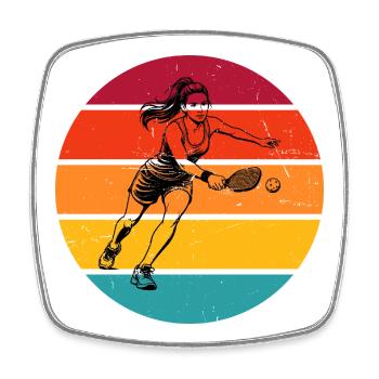 Pickleball Scene Gift for Pickleball Sports Fans - Square fridge magnet - white - Front