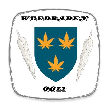 Weedbaden 0611 – Wiesbaden Cannabis Wappen Design - Magnet carré - blanc - Devant