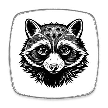 Racoon - Square fridge magnet - white - Front