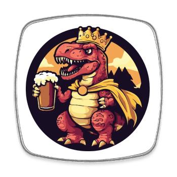 Dinosaur T-Rex Beer Funny - Square fridge magnet - white - Front