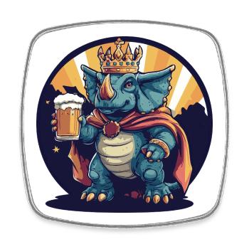 Dinosaur triceratops Beer Funny - Square fridge magnet - white - Front