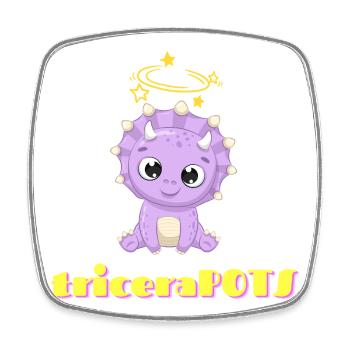 Funny Tricerapots Pun - Square fridge magnet - white - Front