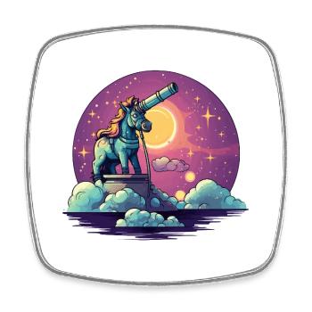 Télescope lunaire sur une mer de nuages - Magnet carré - blanc - Devant