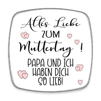 Muttertag Papa Mama - Viereckiger Kühlschrankmagnet - Weiß - Vorne