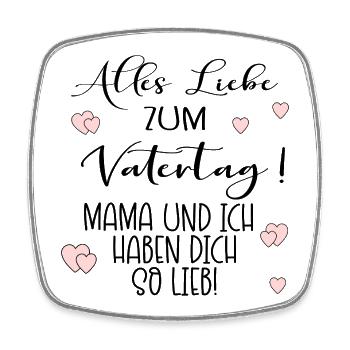 Vatertag - Mama Papa Kind - Viereckiger Kühlschrankmagnet - Weiß - Vorne