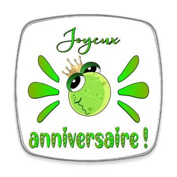 Joyeux anniversaire Grenouille - Magnet carré - blanc - Devant