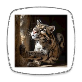 Clouded leopards in the sunlight Elegant wildcats - Square fridge magnet - white - Front