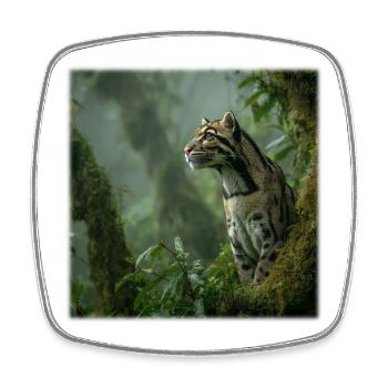 Clouded leopards in the rainforest Noble wildcats - Square fridge magnet - white - Front