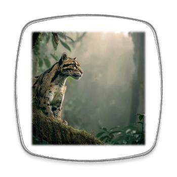 Clouded leopard in the cloud forest Majestic animal - Square fridge magnet - white - Front