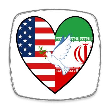 USA Iran Flags Peace Dove Peace - Square fridge magnet - white - Front