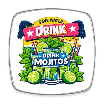 Sauvez l'eau, buvez Mojitos - Magnet carré - blanc - Devant