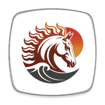 Zodiaque du Cheval de Feu Japonais - Magnet carré - blanc - Devant