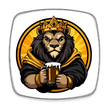 Lion Beer Funny - Square fridge magnet - white - Front