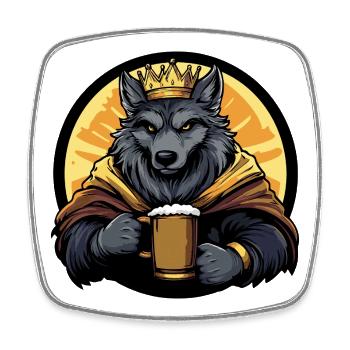 Wolf Bier Lustig - Viereckiger Kühlschrankmagnet - Weiß - Vorne