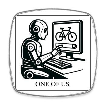 Robotik-Design Fahrrad am Monitor - Viereckiger Kühlschrankmagnet - Weiß - Vorne