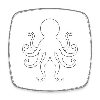 Oktopus - Viereckiger Kühlschrankmagnet - Weiß - Vorne