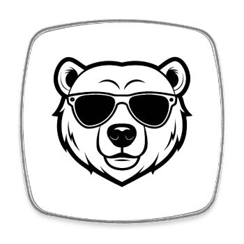 Polar bear face - Square fridge magnet - white - Front