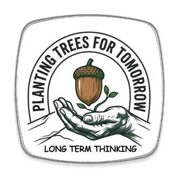 Tree Planting Long Term - Square fridge magnet - white - Front