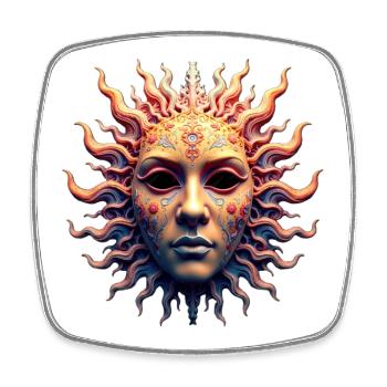 Sonnengöttinnen-Maske - Viereckiger Kühlschrankmagnet - Weiß - Vorne