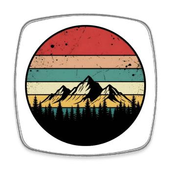 Retro mit Bergen und Bäumen – Geschenk für die Liebe - Viereckiger Kühlschrankmagnet - Weiß - Vorne