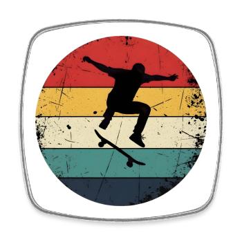 Vintage-Skateboard – Retro-Design Sunset Skater - Viereckiger Kühlschrankmagnet - Weiß - Vorne