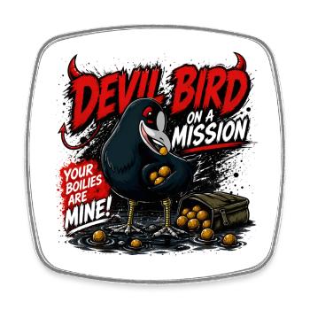 Devil Bird Carp Fishing Boilie Thief Design - Square fridge magnet - white - Front