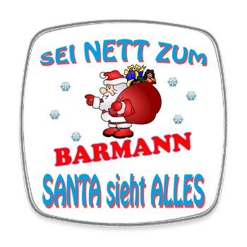 SANTA BARMANN - Viereckiger Kühlschrankmagnet - Weiß - Vorne