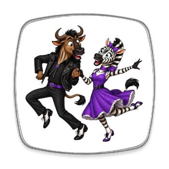 Gnu und Zebra im rockigen Tanzmoment - Viereckiger Kühlschrankmagnet - Weiß - Vorne