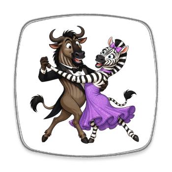 Gnu und Zebra im eleganten Balltanz Walzer - Viereckiger Kühlschrankmagnet - Weiß - Vorne