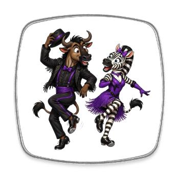 Gnu und Zebra im glamourösen Stepptanz - Viereckiger Kühlschrankmagnet - Weiß - Vorne