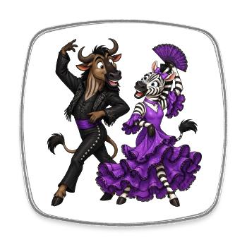 Wildebeest and zebra in spirited flamenco - Square fridge magnet - white - Front