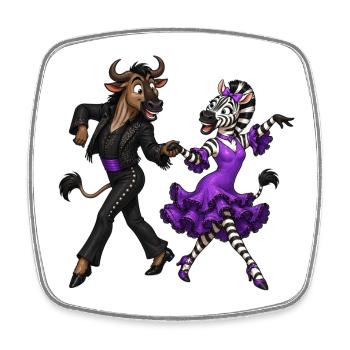 Wildebeest and zebra in passionate dance - Square fridge magnet - white - Front