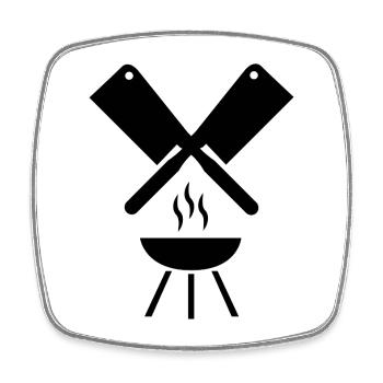 Grill - Square fridge magnet - white - Front