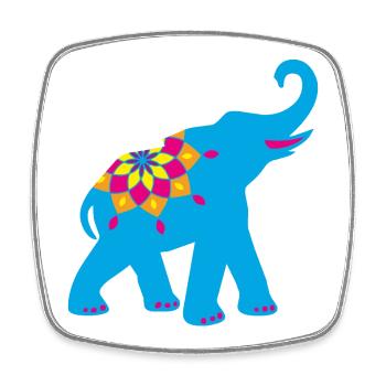 Elephant Blue Yoga Namaste Strength Decoration Indian Fan - Square fridge magnet - white - Front