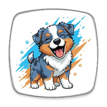 Cheerful puppy friend in a splash of color - Square fridge magnet - white - Front