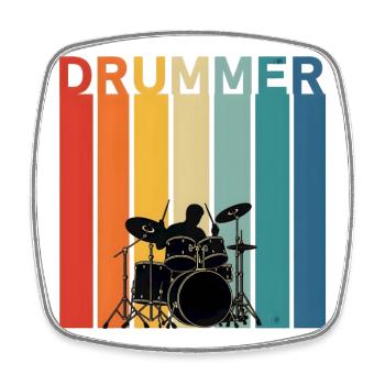 Drum Gift for Music Fan Boy - Square fridge magnet - white - Front