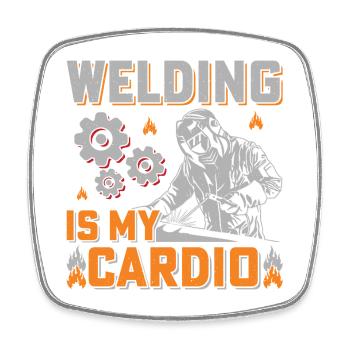 Schweißen ist mein Cardio Fitness Sport Schweißer - Viereckiger Kühlschrankmagnet - Weiß - Vorne