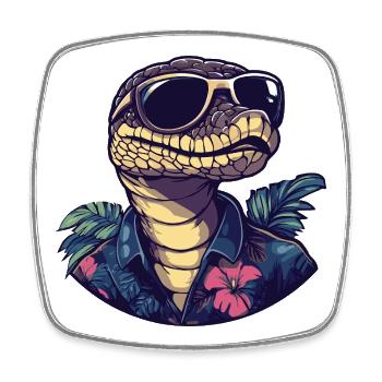 Snake Cobra Comic Holiday - Square fridge magnet - white - Front