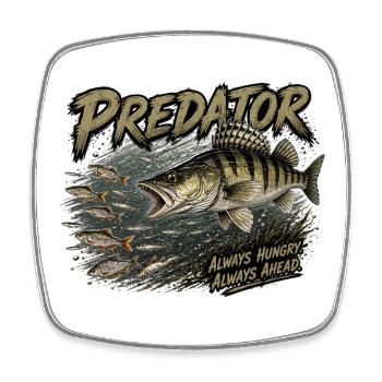 Predator Fishing Zander Attack Design - Square fridge magnet - white - Front