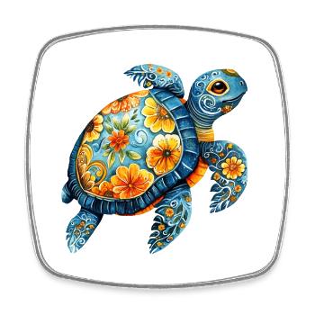 Floral Turtle - Square fridge magnet - white - Front