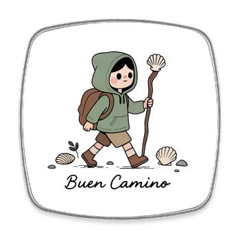 Pèlerin sur le chemin de Compostelle - Magnet carré - blanc - Devant