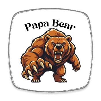 T-shirt Papa Ours – T-shirt Père Protecteur Fort - Magnet carré - blanc - Devant