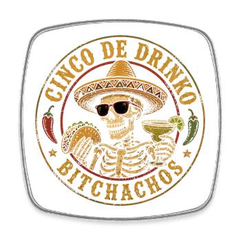 Cinco de Drinko: Hippie Skeleton and Taco - Square fridge magnet - white - Front