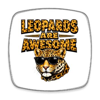 Leopards Are Awesome – Leopard with Sunglasses - Square fridge magnet - white - Front