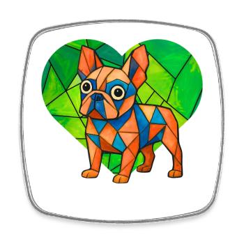 French Bulldog Soccer Pro Retro Torstürmer-Kunst - Viereckiger Kühlschrankmagnet - Weiß - Vorne