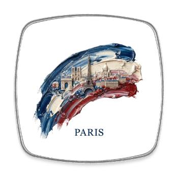 Paris Brushstroke Cityscape Flag - Square fridge magnet - white - Front