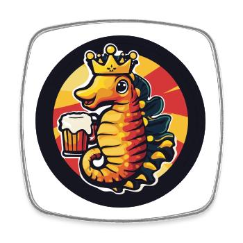 Seahorse Beer Funny - Square fridge magnet - white - Front