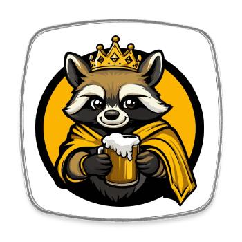 Raccoon Bière Drôle - Magnet carré - blanc - Devant